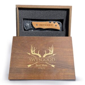 krezy case custom knife with personalized touch with wooden box, hunting knife, engraved knives for men, personalized knife for father, engraved pocket knife with box
