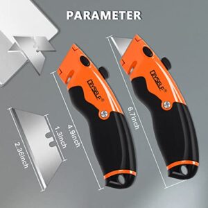 DIYSELF Box Cutter Retractable, Box Knife Retractable Utility Knife Cartons, Cardboard Cutter Exacto Knife, Box Opener for Package, Blade Storage Design, Razor Knife with Extra 10 Pcs Razor Blades