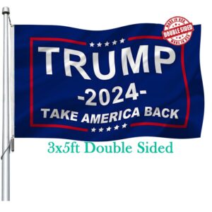 trump 2024 flag double sided 3x5 outdoor- donald trump take america back flags banner heavy duty durable polyester 2024 trump for president flag with 2 brass grommets 4 rows stitched