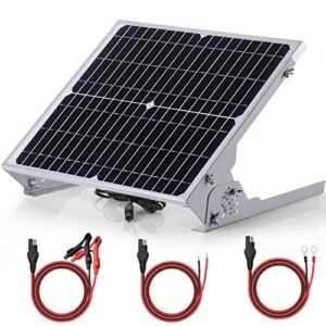suner power 24v waterproof solar battery trickle charger & maintainer - 20 watts solar panel built-in intelligent mppt solar charge controller + adjustable mount bracket + sae connection cable kits