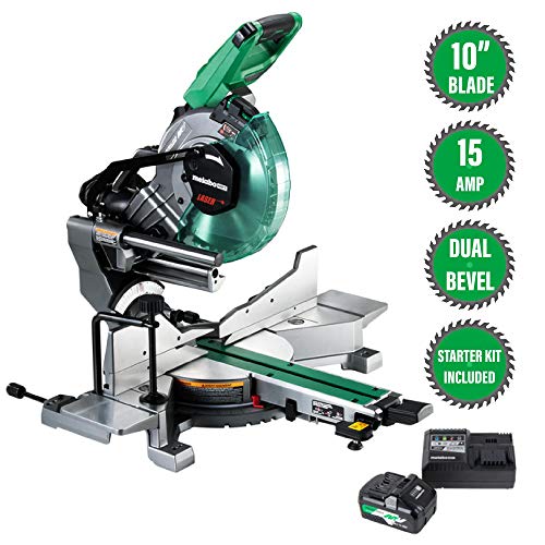 Metabo HPT MultiVolt™ 36V Sliding Miter Saw | 10-Inch Blade | Dual Bevel | Includes Battery & Charger | C3610DRAQA