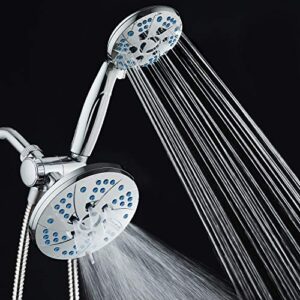 AquaCare Spa Station High Pressure 48-mode 3-way Rainfall & Handheld Shower Head Combo - Anti-Clog Nozzles, Extra-Long 6 ft Stainless Steel Hose, 2nd Wall Bracket/All Chrome Finish