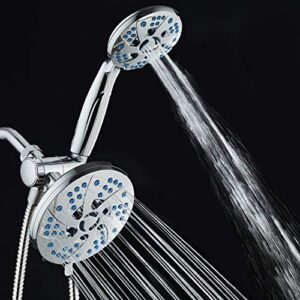 AquaCare Spa Station High Pressure 48-mode 3-way Rainfall & Handheld Shower Head Combo - Anti-Clog Nozzles, Extra-Long 6 ft Stainless Steel Hose, 2nd Wall Bracket/All Chrome Finish