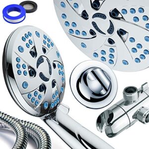 AquaCare Spa Station High Pressure 48-mode 3-way Rainfall & Handheld Shower Head Combo - Anti-Clog Nozzles, Extra-Long 6 ft Stainless Steel Hose, 2nd Wall Bracket/All Chrome Finish