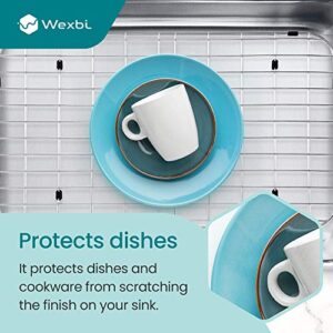 Wexbi-home Sink Bottom Grid Protector Drying Rack with Draining Hole - Sink Rack for Bottom of Sink Stainless Steel Kitchen Sink Protector 26 1/16" x 14 1/16"