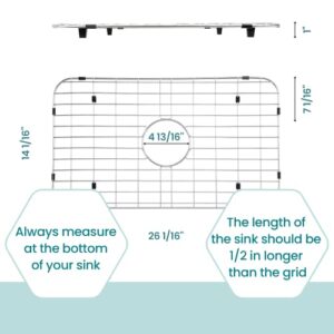 Wexbi-home Sink Bottom Grid Protector Drying Rack with Draining Hole - Sink Rack for Bottom of Sink Stainless Steel Kitchen Sink Protector 26 1/16" x 14 1/16"