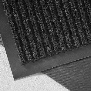 Consolidated Plastics Brush Dry Indoor/Covered Outdoor Entrance Floor Mat, 3' Width x 5' Length, Charcoal