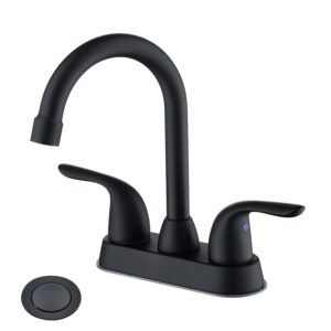 yardmonet matte black bathroom faucets, black bathroom sink faucets 2 handle bathroom sink faucet 4 inch centerset vanity rv lavatory faucet with pop-up drain and supply lines