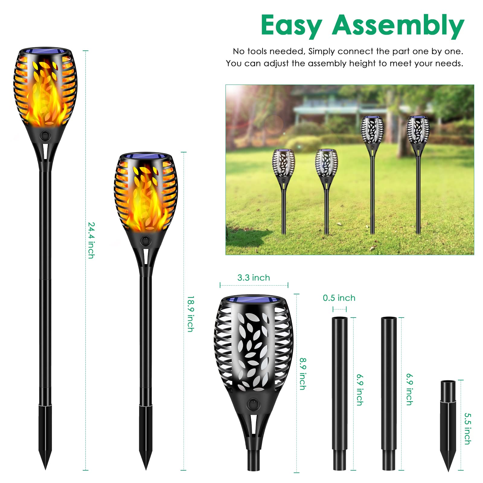 TomCare 8 Pack Solar Lights Outdoor Flickering Flames Solar Torch Lights Decorative Solar Garden Lights Solar Powered Waterproof Christmas Decorations Outdoor Lighting for Garden Patio Yard Landscape