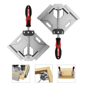 wetols corner clamp 2pcs 90 degree right angle clamp with adjustable aluminum alloy swing jaw, single handle clamps for woodworking, photo framing, gifts for men dad