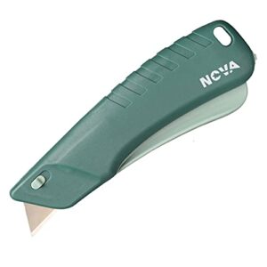 nova self-retracting squeeze trigger knife, heavy duty box cutter, utility knife, ambidextrous design, replaceable and durable blade, ideal for cutting boxes