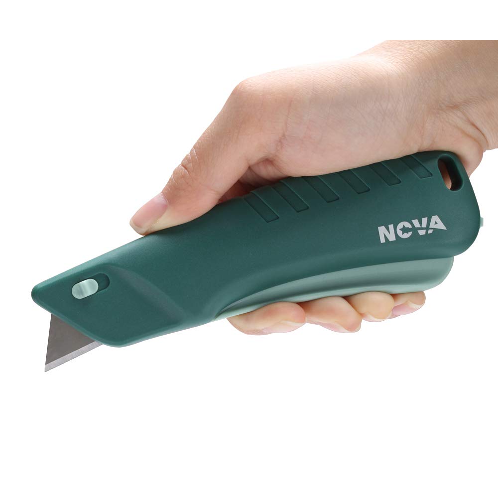 Nova Self-retracting Squeeze Trigger Knife, Heavy Duty Box cutter, Utility Knife, Ambidextrous Design, Replaceable and Durable Blade, Ideal for cutting Boxes