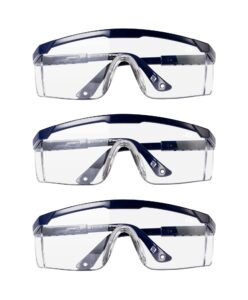 lanon 3 pack anti-fog safety goggles with ajustable temples, 2.5 times ansi z87.1 double-sided antifog, side protection, high transmission, lightweight