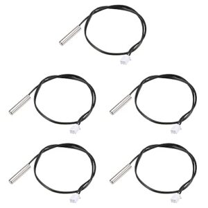 uxcell 5pcs 10k temperature sensor probe, stainless steel ntc thermal sensor probe 30cm digital thermometer extension cable