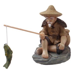 serenable fisherman resin figurines fishing old man garden statue bonsai planter pool miniature figure indoor sculpture porch patio home office ornaments