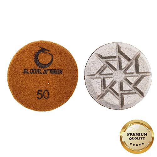 (3PACK) 80MM/3" Professional Diamond Floor Polishing Pad for Concrete, Terrazzo, Stone Floor, Velcro Backed for Floor Grinder, Wet& Dry Use-Premium Quality (Grit 50# x3pcs)