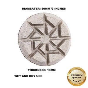 (3PACK) 80MM/3" Professional Diamond Floor Polishing Pad for Concrete, Terrazzo, Stone Floor, Velcro Backed for Floor Grinder, Wet& Dry Use-Premium Quality (Grit 50# x3pcs)