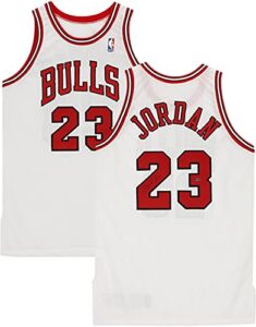 michael jordan chicago bulls autographed white champion jersey - upper deck - autographed nba jerseys