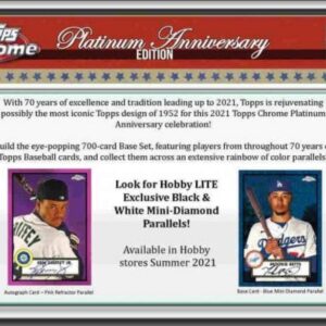 2021 Topps Chrome Baseball Platinum Anniversary Lite Box (16 Packs/4 Cards, 1 Auto)