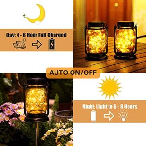 Yeuago 4 Pack Solar Garden Lantern Outdoor Backyard Decor Hanging Mason Jar Solar Lights with 30 Led Lights Retro Design Waterproof Garden Decor for Garden