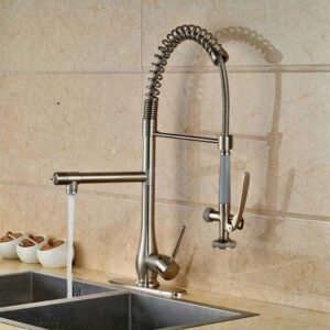 NZDY Faucet Chrome Pull Down Kitchen Faucet Hand Free Sprayer Head Bathroom Kitchen Mixer Tap with Cover Plate Spring Kitchen Sink Faucet Brushed Nickel