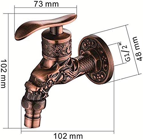 NZDY Faucet Mount Zinc Alloy Antique Red Bibcock Decorative Outdoor Gardenwasher Mop Toilet Tap