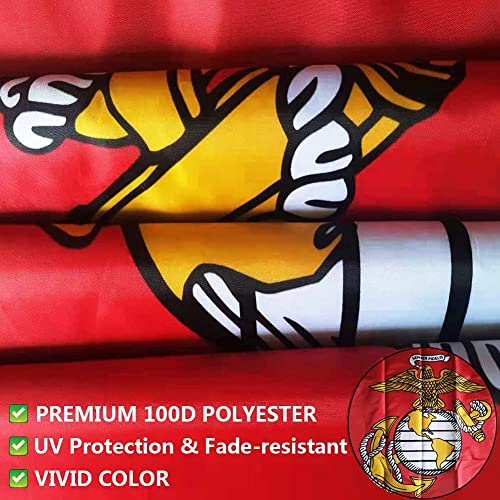 US Marine Corps USMC Military Flags 3x5 Outdoor- US Marine Army Flags with Super Durable Double Stitched and 2 Brass Grommets