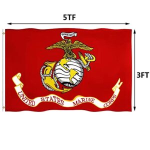 US Marine Corps USMC Military Flags 3x5 Outdoor- US Marine Army Flags with Super Durable Double Stitched and 2 Brass Grommets