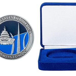 United States Air Force USAF Naval Air Facility Joint Base Andrews Home of Air Force One Challenge Coin and Blue Velvet Display Box