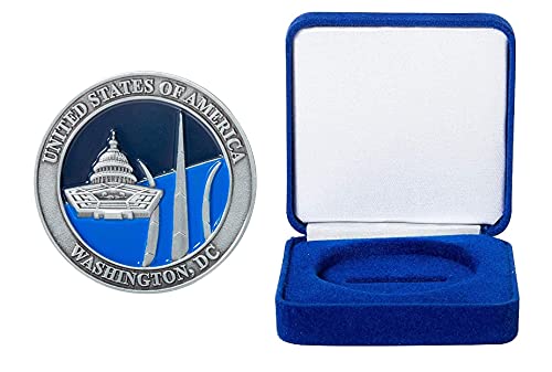 United States Air Force USAF Naval Air Facility Joint Base Andrews Home of Air Force One Challenge Coin and Blue Velvet Display Box