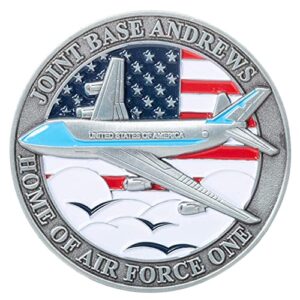 United States Air Force USAF Naval Air Facility Joint Base Andrews Home of Air Force One Challenge Coin and Blue Velvet Display Box