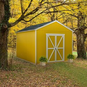 handy home products astoria 12x12 do-it-yourself wooden storage shed with floor brown