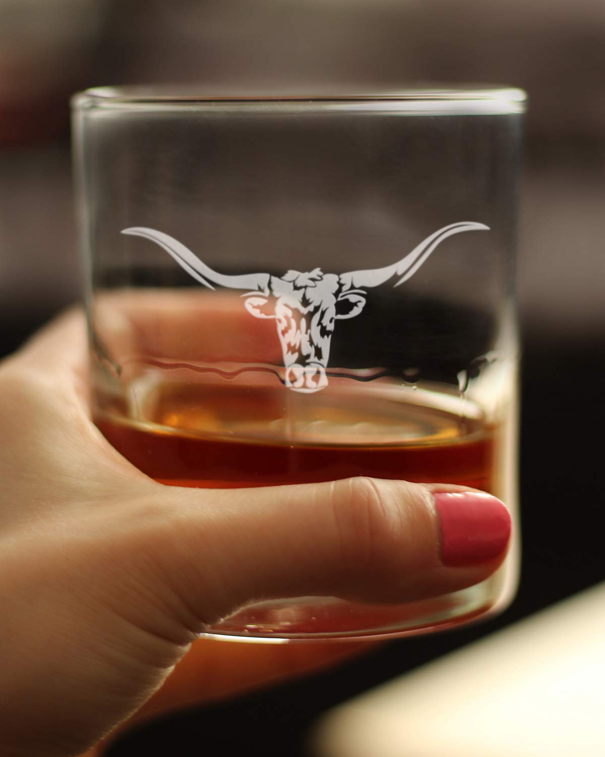 Longhorn - Whiskey Rocks Glass - Western Themed Farm Decor and Gifts for Texan Ranchers - 10.25 Ounce