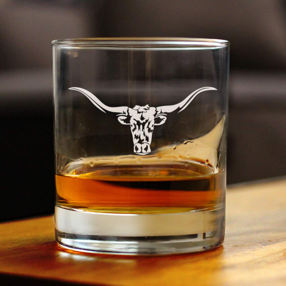 Longhorn - Whiskey Rocks Glass - Western Themed Farm Decor and Gifts for Texan Ranchers - 10.25 Ounce