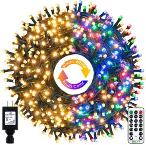 ollny christmas lights, 210ft 640led color changing christmas tree lights with 11 modes remote control, waterproof outdoor christmas lights for outside indoor patio weddings xmas decorations