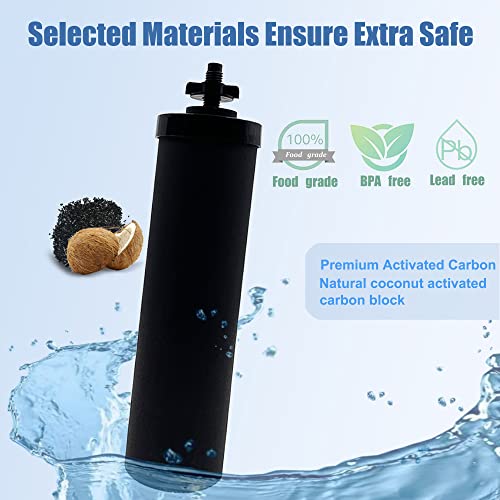 2-Pack Replacement Black Purification Elements, Activated Carbon Water Filters Compatible with Berkey Big, Nomad, King, Royal Gravity-fed Water Filter System, and other Gravity Filter Tank