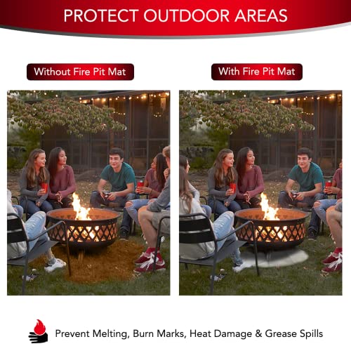 Fire Pit Mat Fire Pit mats for Under fire Pit, 36in Round firepit mats Preventing Your Floor Deck Patio & Lawn from Damaged by High Temperature w/ 4in Space