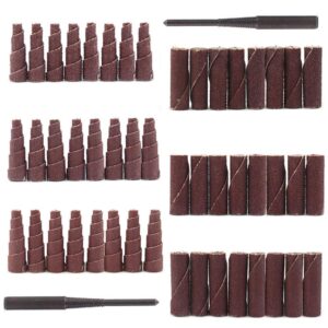 nuodunco 2 inch cartridge rolls engine porting tool for die grinder 48 pcs (80/100/120/240 grit) 2-type cylinder head sanding cone with 2 pcs 1/4" stem mounting mandrels