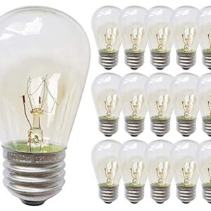 Besdeal, Pack of 15pcs S14 Replacement Outdoor String Light Bulbs, 120V 11W Outdoor Patio Vintage Light Bulbs Set for Commercial Grade Outdoor Patio Vintage String Lights