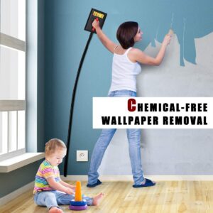 Moccha Wallpaper Stripper, Chemical-Free Cleaner w/Long Run Time, Included 2 Handles Portable Wallpaper Steamer Tool, Safety Power-Off Protection, Lightweight Design Remover, Easy to Use in Housework