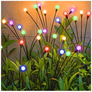 tonulax solar garden lights, starburst light - swaying when wind blows, solar lights outdoor decorative, color changing rgb light for yard patio pathway decoration(2 pack)