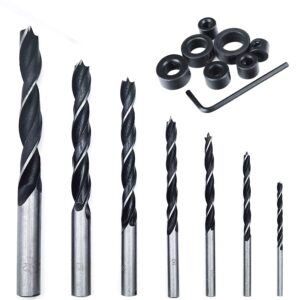 qisf 16pcs brad point wood drill bit 3/4/5/6/8/10/12mm wood working drill with 3-12mm center point and stopper perfect for woodworking carpentry drilling