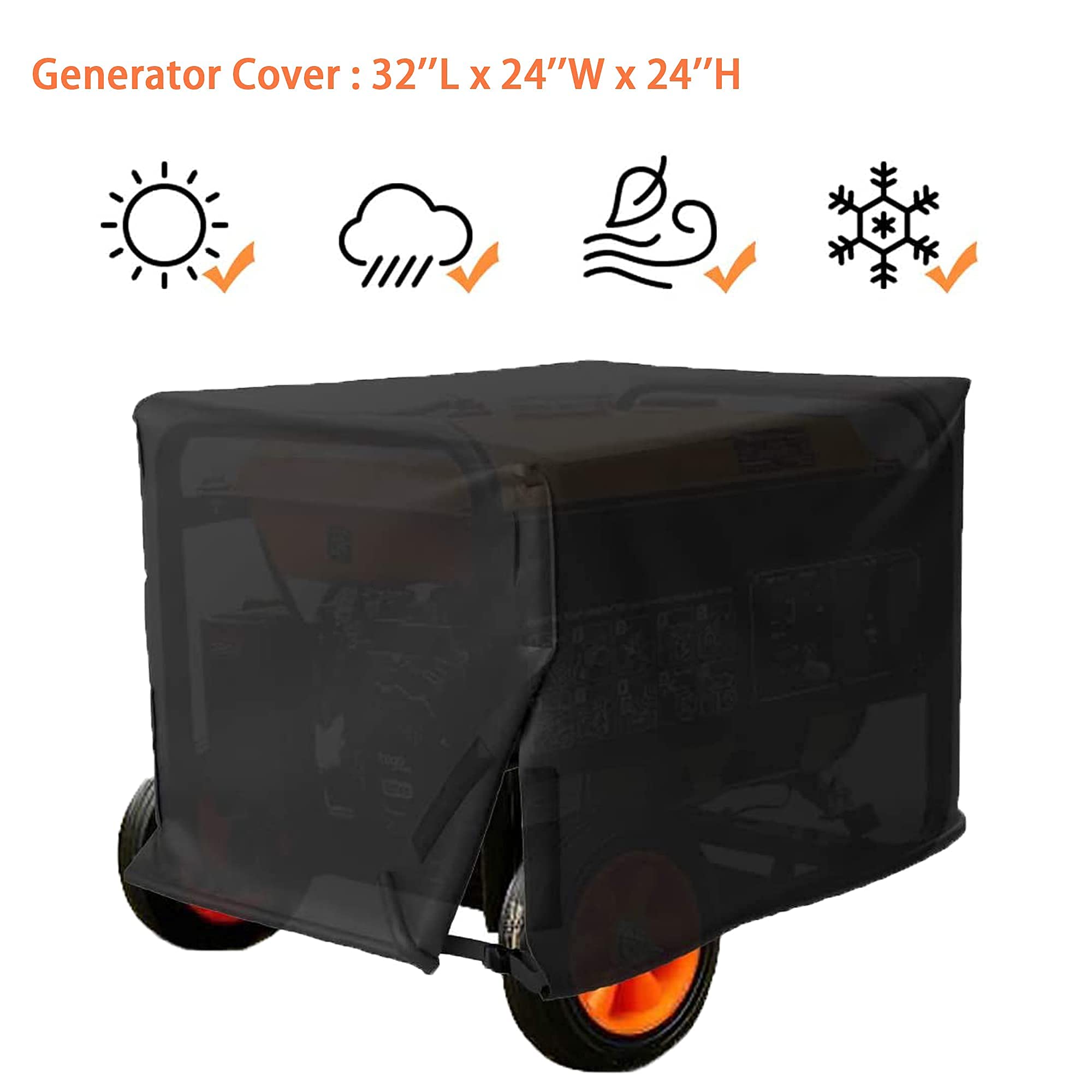 Homhelar Outdoor Waterproof Universal Generator Cover 32L x 24 W x 24H inch for Universal Portable Generators 5000-10,000 Watt