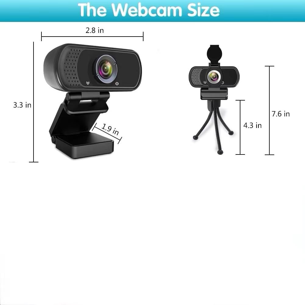 ZIQIAN HD Webcam 1080P Webcam,Live Streaming Web Camera with Stereo Microphone, Desktop or Laptop USB Webcam with 100 Degree View Angle for Conferencing, Streaming, Gaming.Video Calling (N5 Webcam)