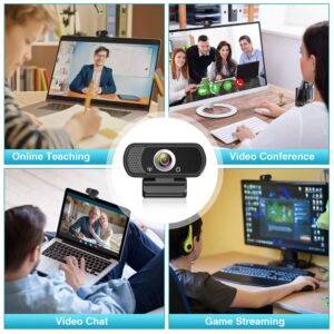 ZIQIAN HD Webcam 1080P Webcam,Live Streaming Web Camera with Stereo Microphone, Desktop or Laptop USB Webcam with 100 Degree View Angle for Conferencing, Streaming, Gaming.Video Calling (N5 Webcam)