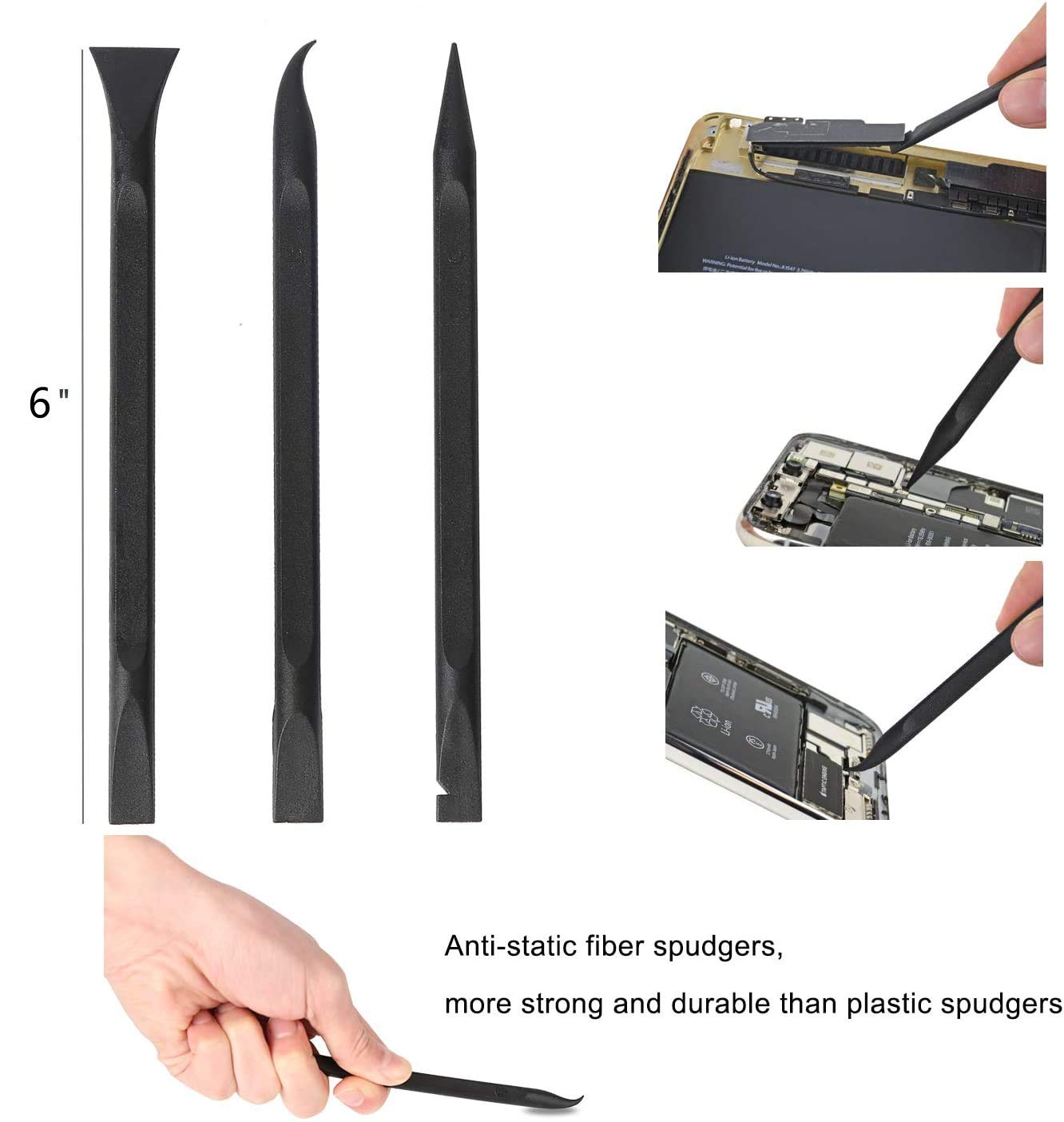 Carbon Fiber Plastic Scraper Multi-Purpose Scraper Non-Scratch Cleaning Tool Easy to Clean Small and Narrow Spaces and Gaps, Perfect to Remove Stickers, Labels, Oil Stains, Food, Dirt, Etc 3-Pcs