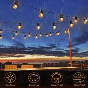 GOOTHY S14 LED Outdoor String Lights 48FT Patio Lights Outdoor Waterproof with 16 Shatterproof LED Bulbs, Hanging Backyard Lights for Outside Deck Patio Backyard Garden Balcony Decorations, Dimmable