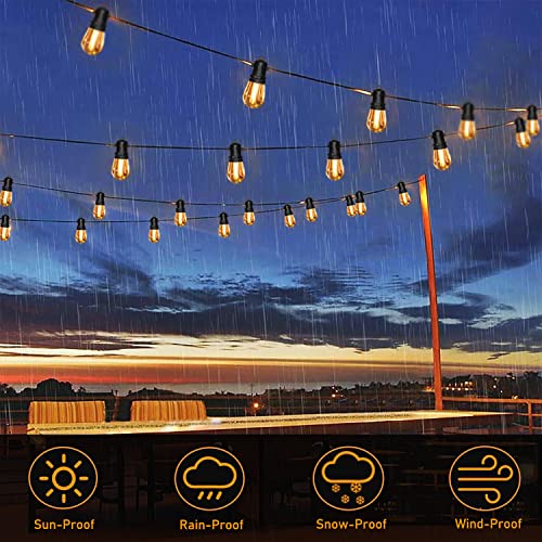 GOOTHY S14 LED Outdoor String Lights 48FT Patio Lights Outdoor Waterproof with 16 Shatterproof LED Bulbs, Hanging Backyard Lights for Outside Deck Patio Backyard Garden Balcony Decorations, Dimmable