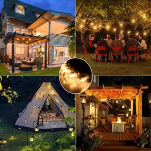 GOOTHY S14 LED Outdoor String Lights 48FT Patio Lights Outdoor Waterproof with 16 Shatterproof LED Bulbs, Hanging Backyard Lights for Outside Deck Patio Backyard Garden Balcony Decorations, Dimmable