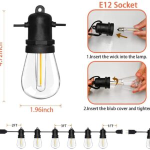 GOOTHY S14 LED Outdoor String Lights 48FT Patio Lights Outdoor Waterproof with 16 Shatterproof LED Bulbs, Hanging Backyard Lights for Outside Deck Patio Backyard Garden Balcony Decorations, Dimmable